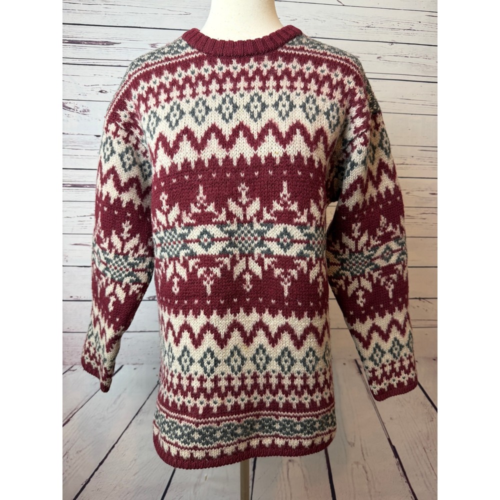 Abercrombie & Fitch Sweater Medium Mens Fair Isle Wool Vintage 90s Y2K Nordic
